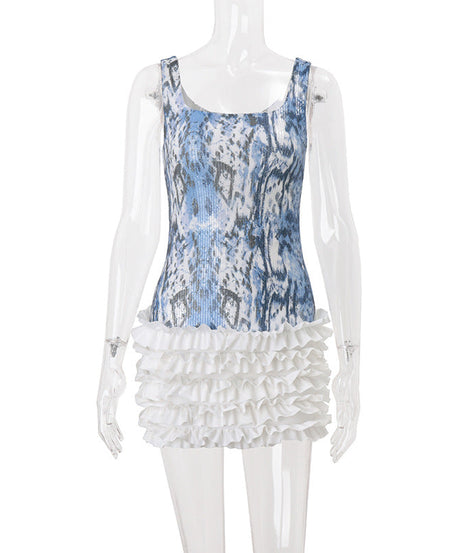 Dazzling Blue Snakeskin Glitter Ruffle Mini Dress - Your Ultimate Fall & Holiday Party Look
