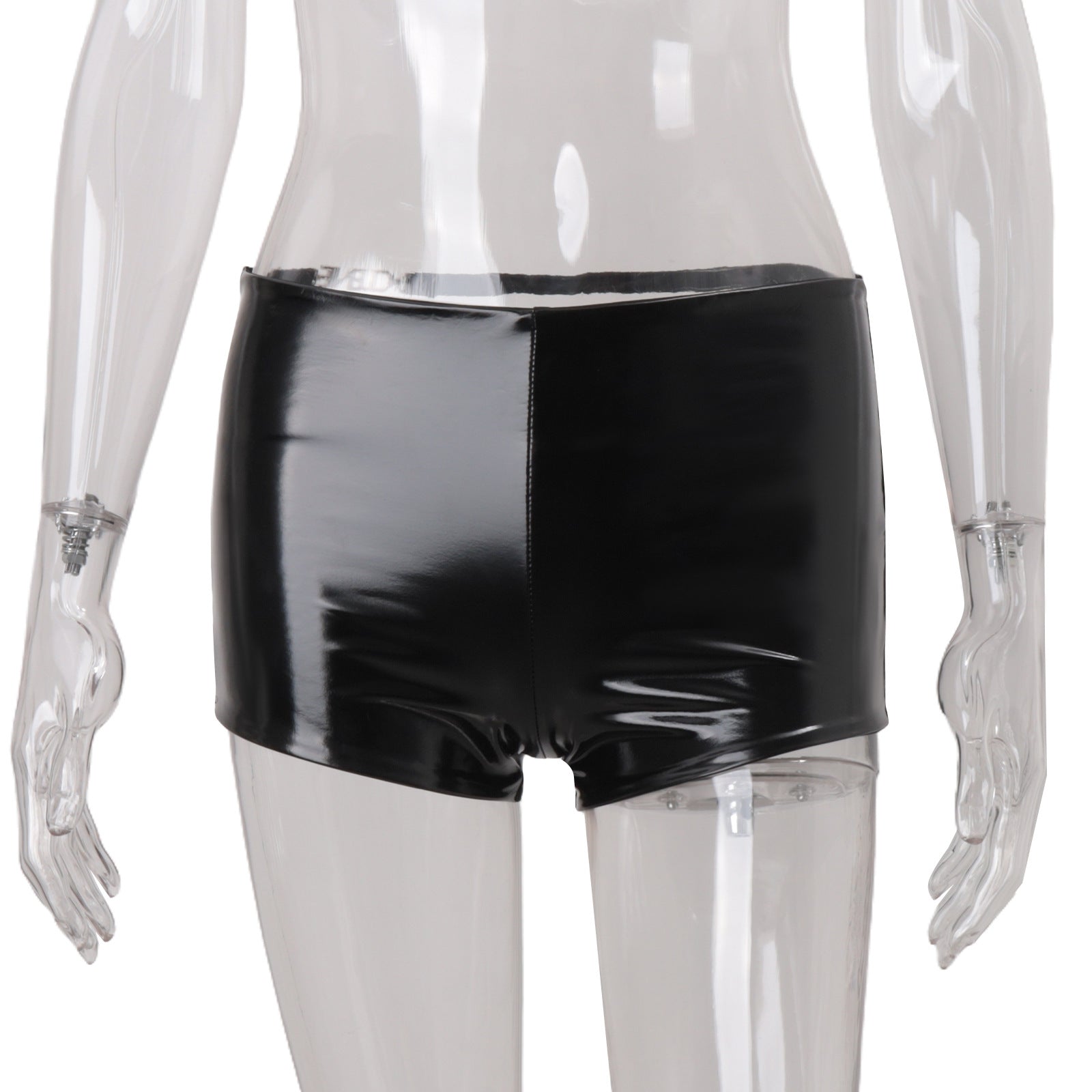 Dare to Shine: Women's Low Rise Patent Faux Leather 'Shield' Shorts - Edgy Fall Nights & Halloween Ready