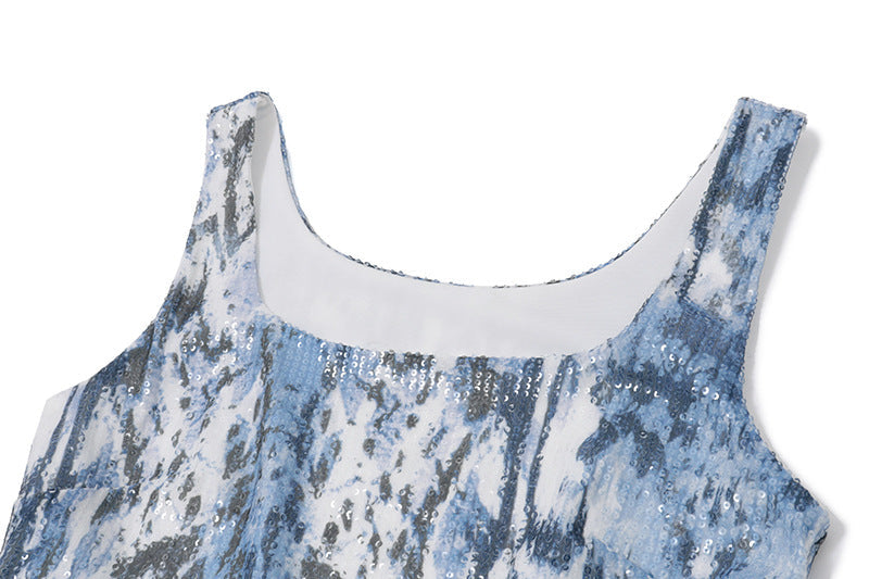 Dazzling Blue Snakeskin Glitter Ruffle Mini Dress - Your Ultimate Fall & Holiday Party Look