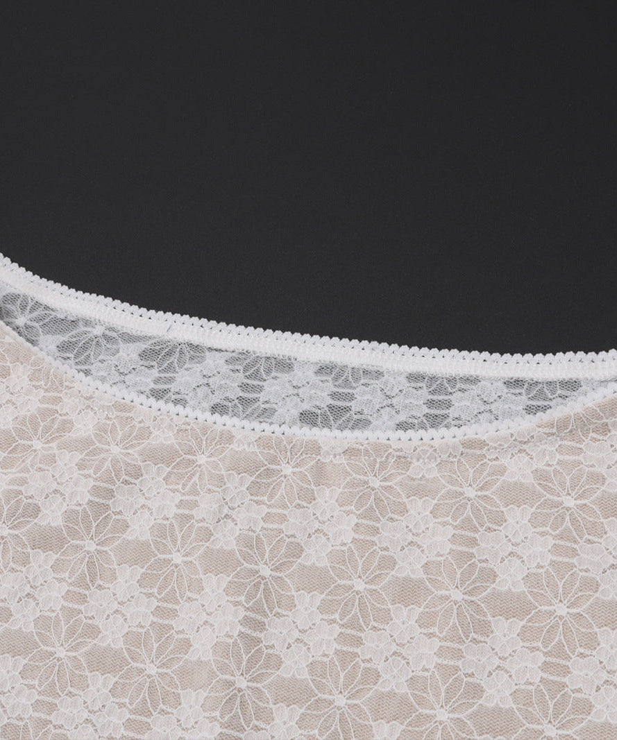 White Lace Two-Piece Set: Long Sleeve Crop Top & Ruched Maxi Skirt | Fall & Holiday Style