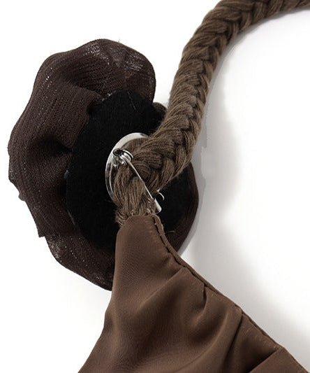 Effortless Fall Chic: Braided Rose Strap Ruched Mini Dress