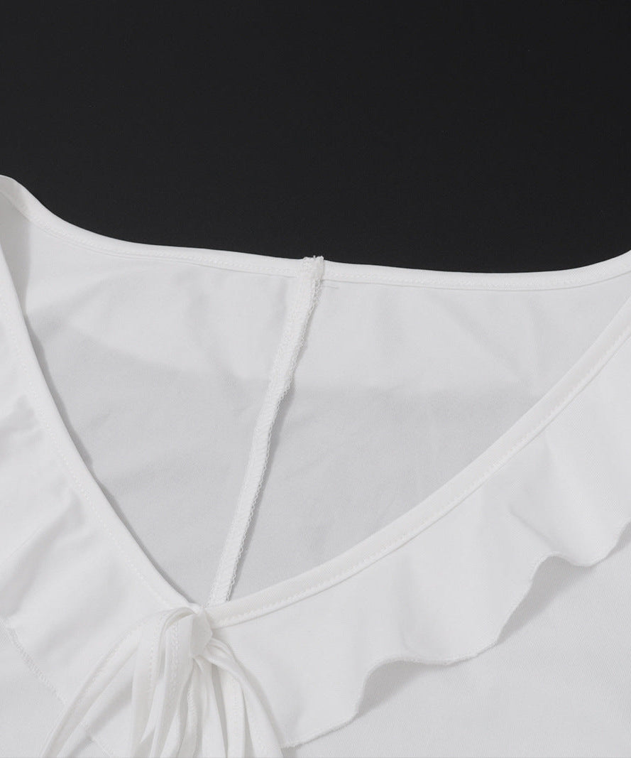 Romantic Ruffle Tie-Front Blouse: Flared Sleeve Peplum Top - Cozy Fall Chic