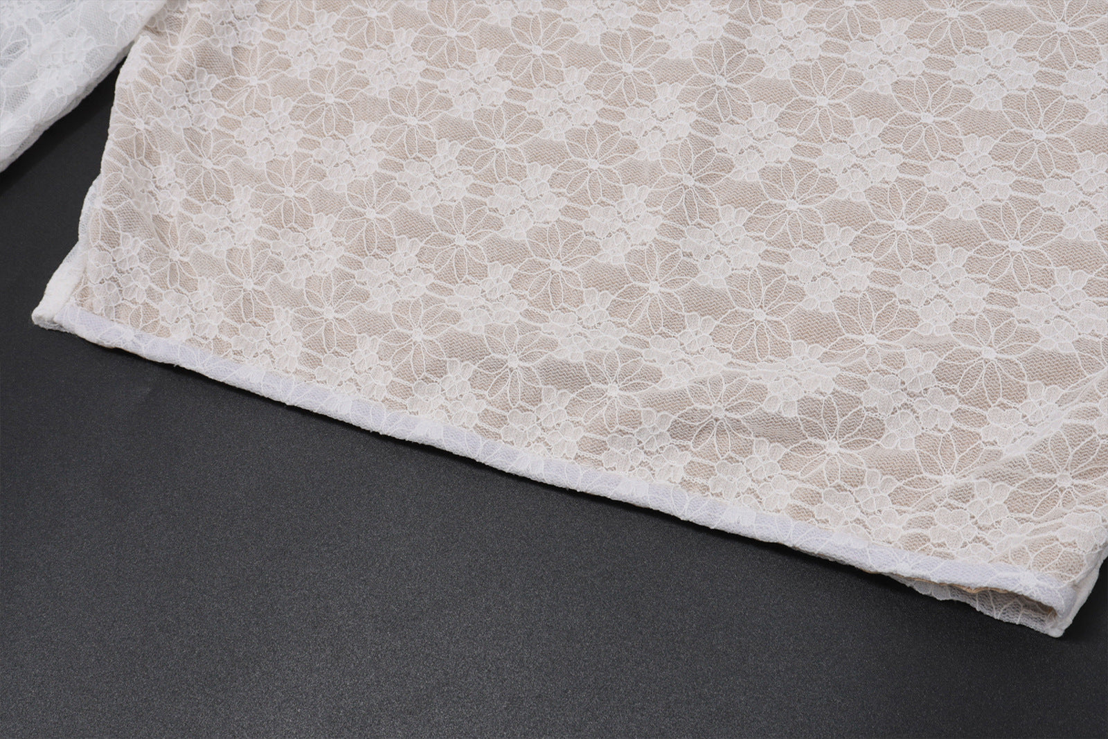 White Lace Two-Piece Set: Long Sleeve Crop Top & Ruched Maxi Skirt | Fall & Holiday Style