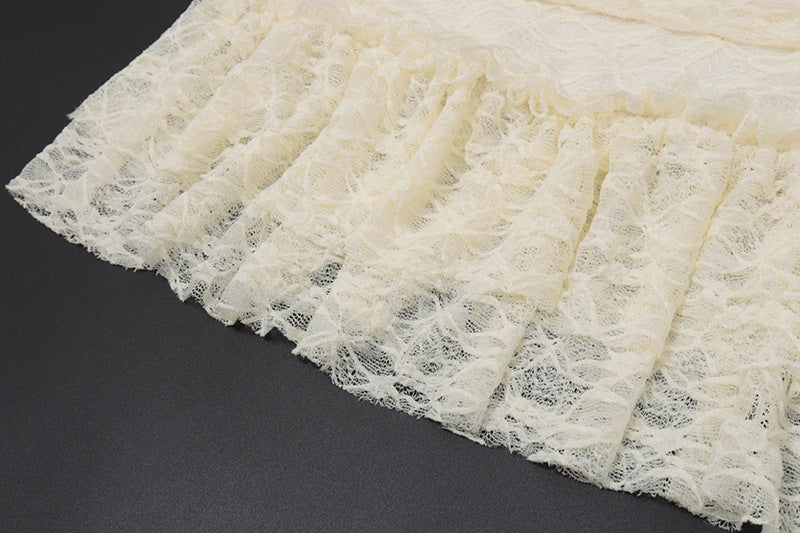 Dreamy Cream Lace Halter Mini Dress & Shrug Set - Perfect for Fall Events & Date Nights