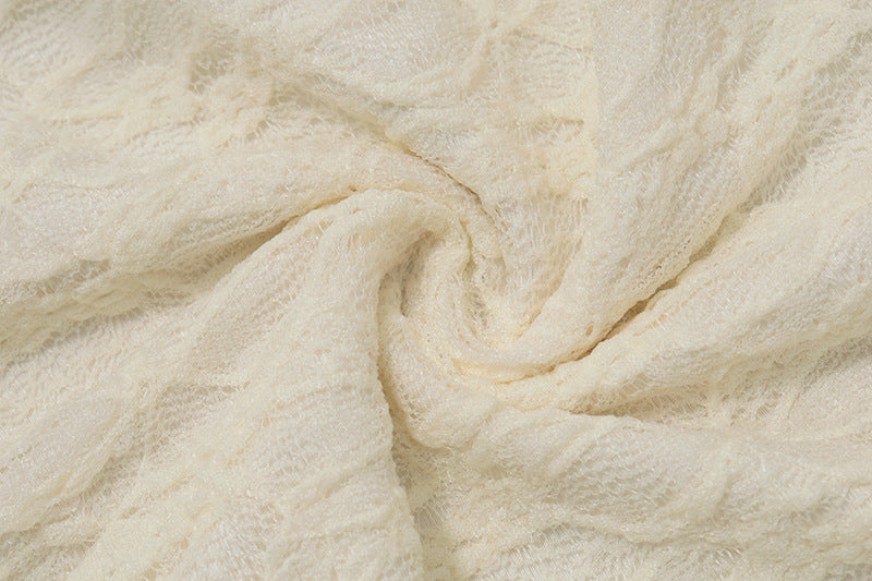 Dreamy Cream Lace Halter Mini Dress & Shrug Set - Perfect for Fall Events & Date Nights