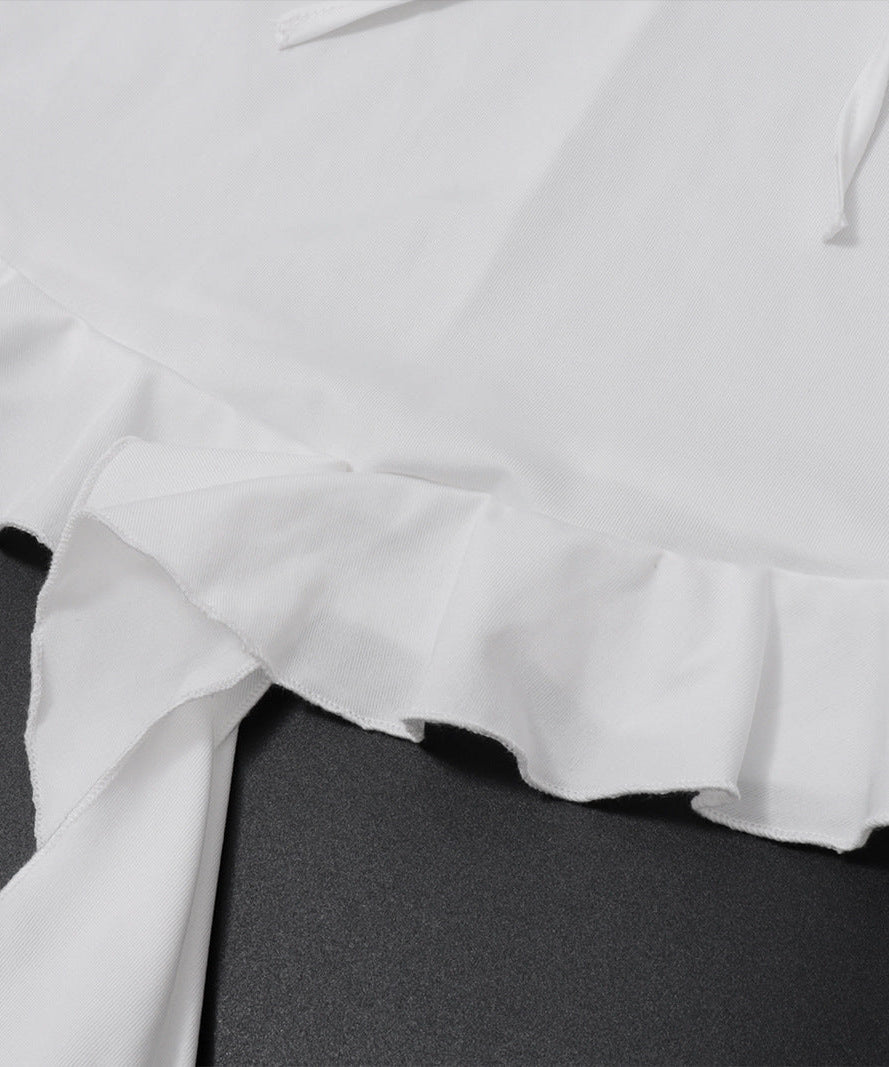 Romantic Ruffle Tie-Front Blouse: Flared Sleeve Peplum Top - Cozy Fall Chic