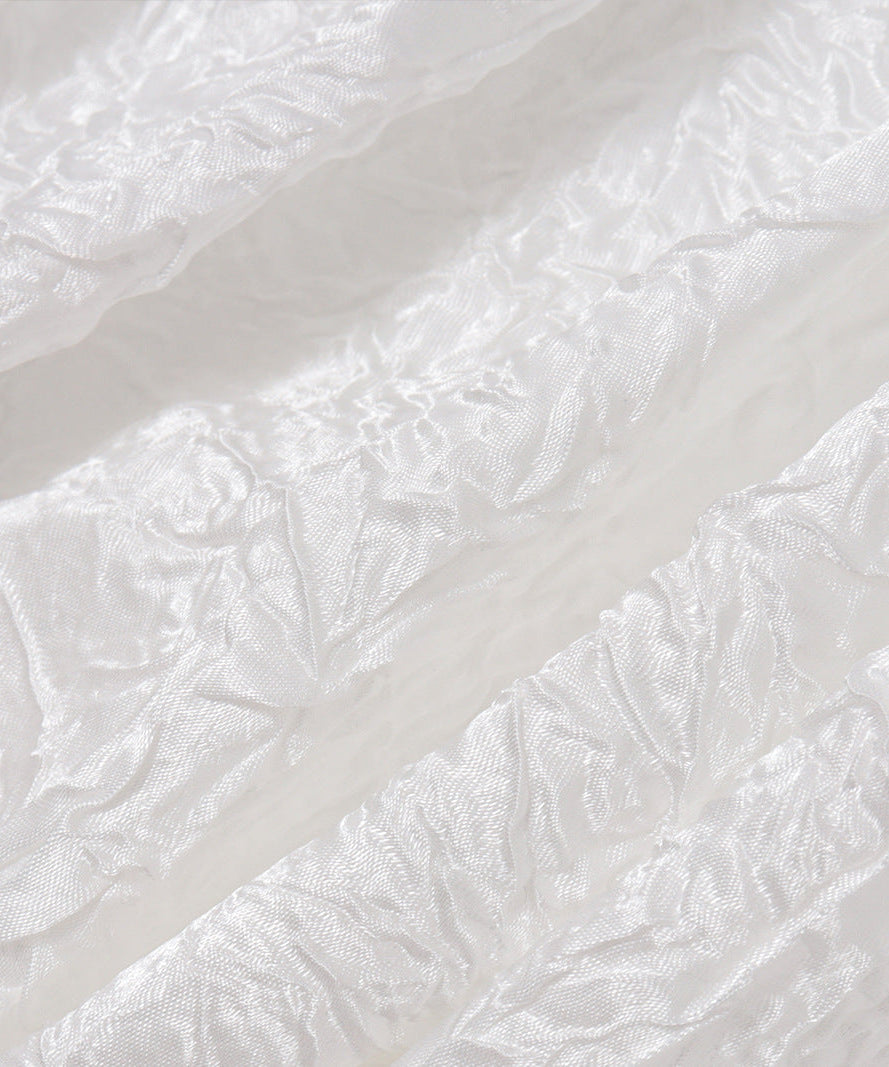 Chic White Textured Halter Mini Dress with Bubble Hem | Fall & Holiday Party Ready