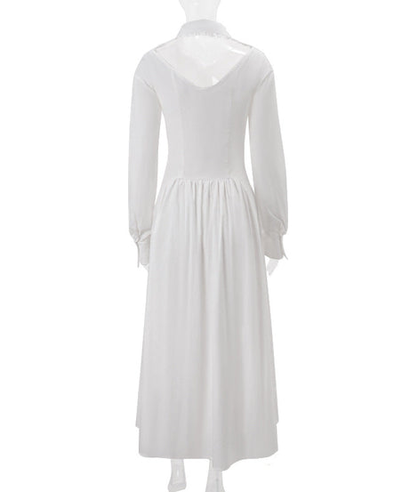 Elegant White Long Sleeve Button-Front Midi Shirt Dress – Your Chic Fall & Holiday Staple