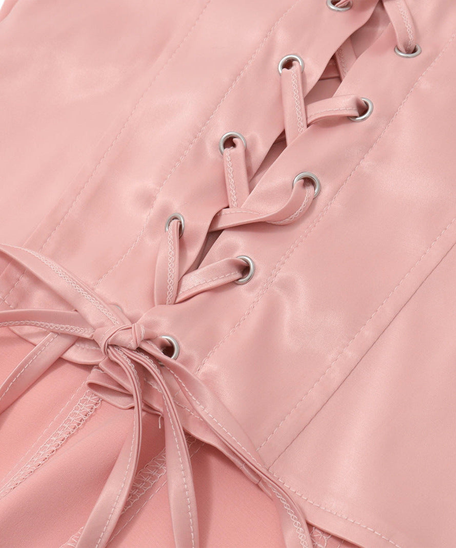 Elevated Blush Pink Satin Corset Cami Top - Fall & Holiday Party Ready