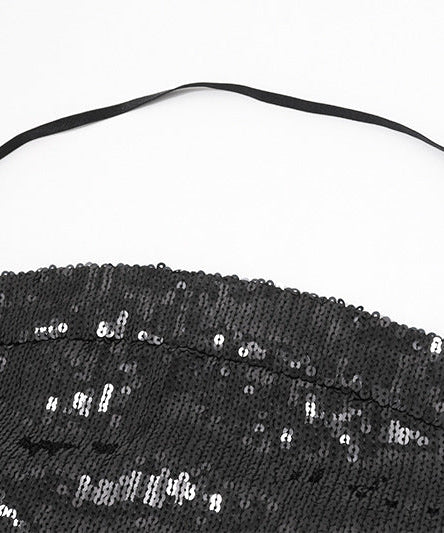 Dazzling Black Sequin Halter Crop Top - Your Go-To for Holiday Parties & NYE Glam