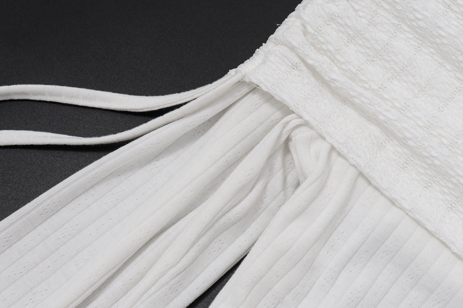 Fall's Must-Have Ribbed Off-Shoulder Crop Top with Drawstring Sleeves - Effortless American Chic