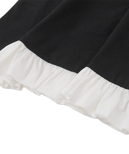 Wednesday Vibes Ruffle Trim Mini Dress - Spooky Chic for Fall & Halloween