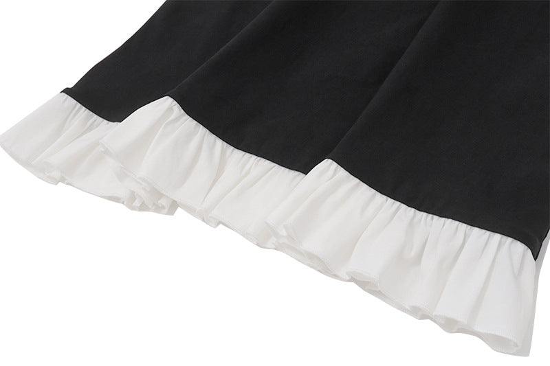 Wednesday Vibes Ruffle Trim Mini Dress - Spooky Chic for Fall & Halloween