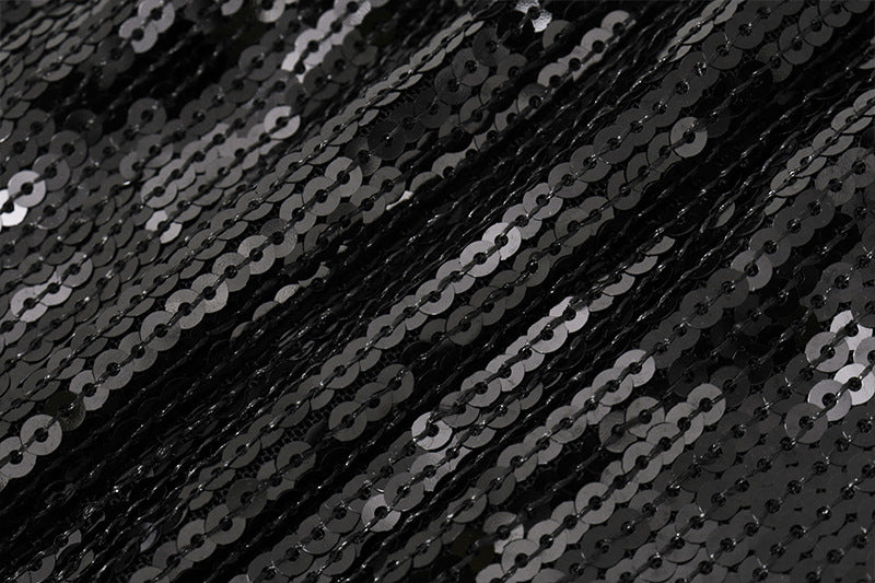 Dazzling Black Sequin Halter Crop Top - Your Go-To for Holiday Parties & NYE Glam