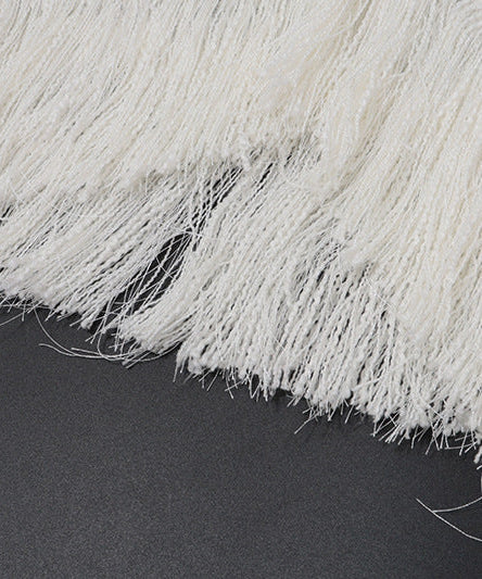 Autumn Boho Chic Fringe Knit V-Neck Cropped Sweater Top