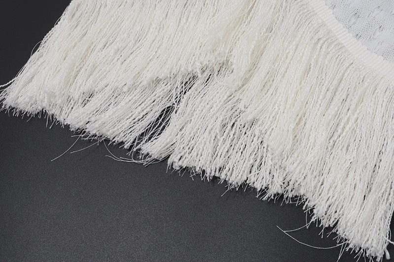 Autumn Boho Chic Fringe Knit V-Neck Cropped Sweater Top