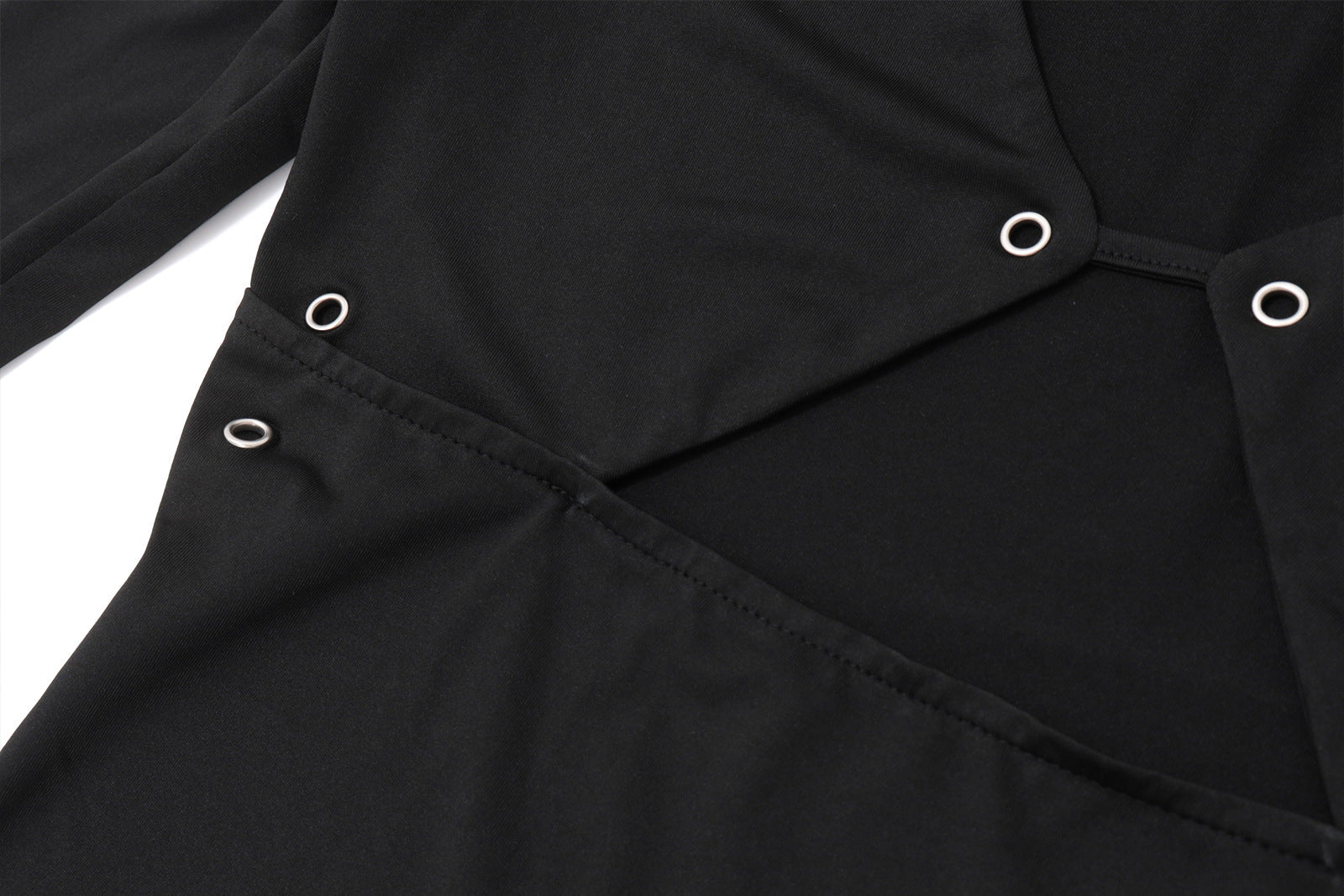 Edgy Chic Black Cutout Grommet Long Sleeve Top - Y2K Fall Fashion Statement