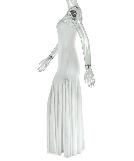 Elegant White Strapless Maxi Dress with Pleated Hem | Fall & Holiday Event Gown