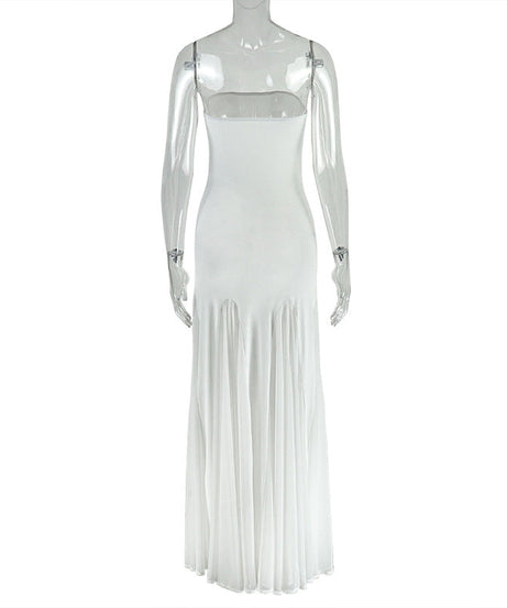 Elegant White Strapless Maxi Dress with Pleated Hem | Fall & Holiday Event Gown