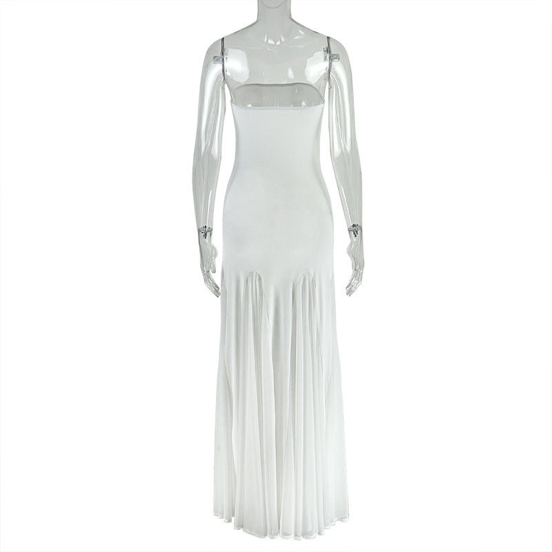 Elegant White Strapless Maxi Dress with Pleated Hem | Fall & Holiday Event Gown