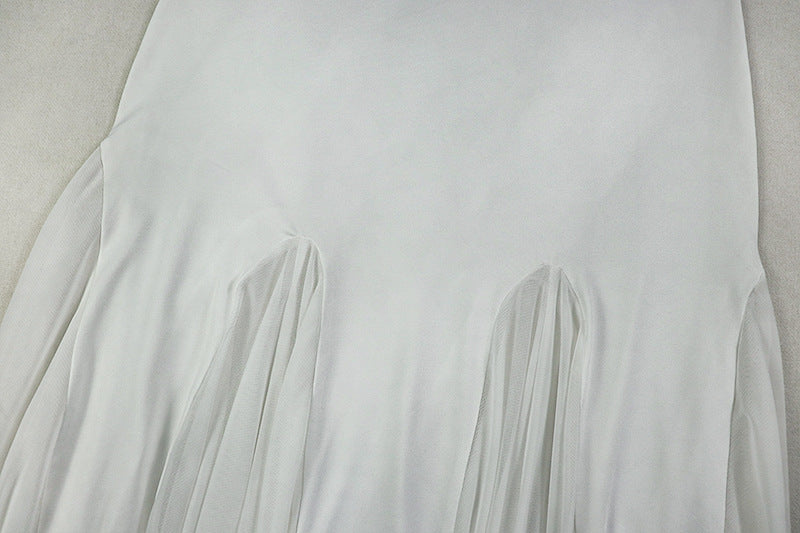 Elegant White Strapless Maxi Dress with Pleated Hem | Fall & Holiday Event Gown