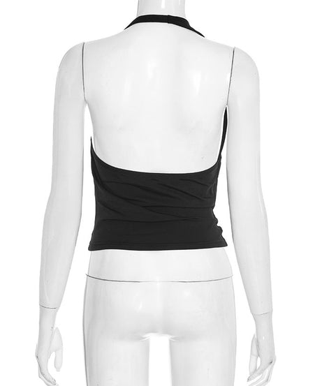 Effortless Chic: Black Draped Halter Cowl Neck Top – Your Fall Wardrobe Essential