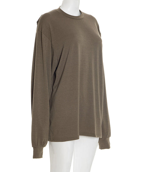 Fall Chic Cut-Out Back Long Sleeve Top - Open Shoulder & Back Style