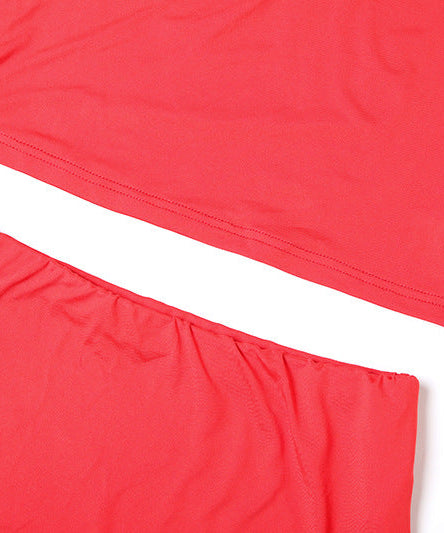 Flirty & Sporty: Vibrant Red Scalloped Hem Tank & Mini Skirt Set - Your Go-To for Fall Fun