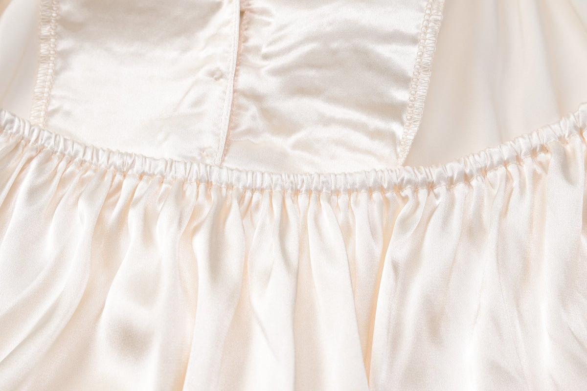 Effortless Chic: Champagne Halter Deep V Satin Mini Dress - Holiday Party & Date Night Ready