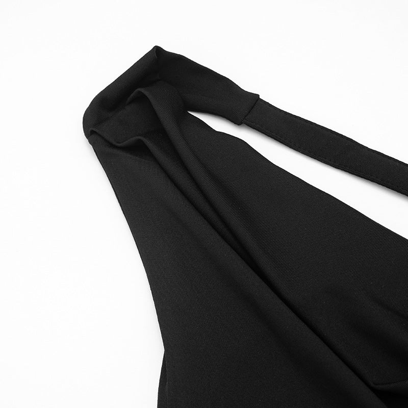 Effortless Chic: Black Draped Halter Cowl Neck Top – Your Fall Wardrobe Essential