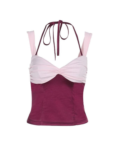 Fall Rendezvous: Berry & Blush Ruched Halter Cami Top | Sweetheart Neckline