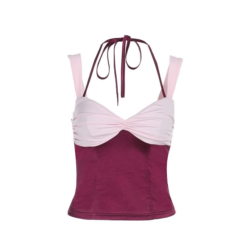 Fall Rendezvous: Berry & Blush Ruched Halter Cami Top | Sweetheart Neckline