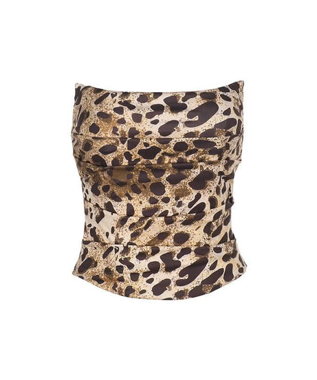 Unleash Your Wild Side: Chic Leopard Print Ruched Backless Tube Top - Your Fall Night Out & Party Essential