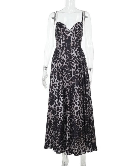 Effortless Fall Glam: Sweetheart Leopard Print Smocked Cami Maxi Dress