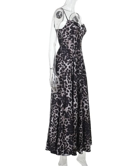 Effortless Fall Glam: Sweetheart Leopard Print Smocked Cami Maxi Dress