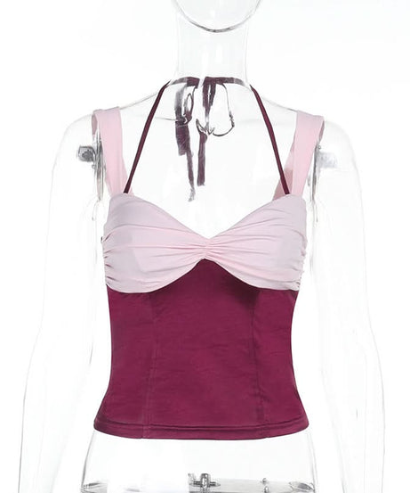 Fall Rendezvous: Berry & Blush Ruched Halter Cami Top | Sweetheart Neckline