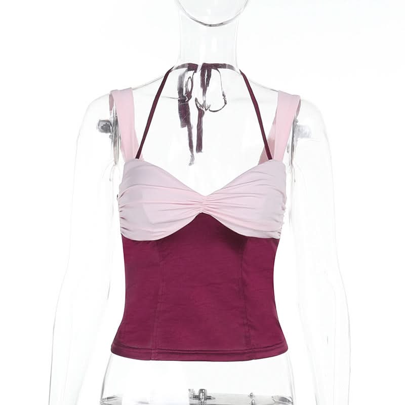 Fall Rendezvous: Berry & Blush Ruched Halter Cami Top | Sweetheart Neckline