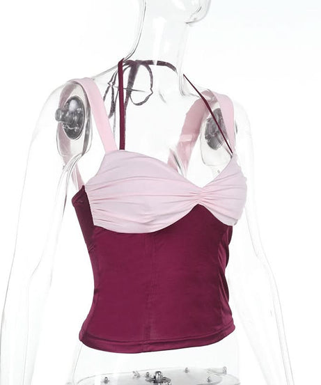 Fall Rendezvous: Berry & Blush Ruched Halter Cami Top | Sweetheart Neckline
