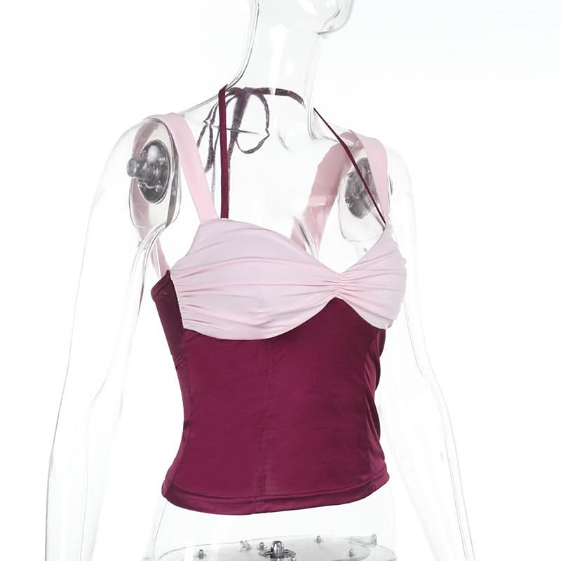 Fall Rendezvous: Berry & Blush Ruched Halter Cami Top | Sweetheart Neckline