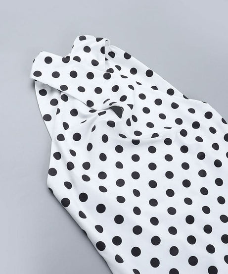 Chic Polka Dot Halter Maxi Dress - Backless Bodycon for Holiday Glamour