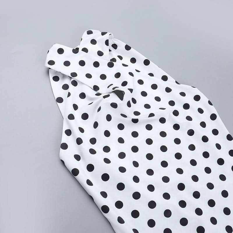 Chic Polka Dot Halter Maxi Dress - Backless Bodycon for Holiday Glamour