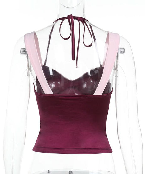 Fall Rendezvous: Berry & Blush Ruched Halter Cami Top | Sweetheart Neckline