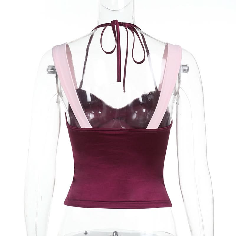 Fall Rendezvous: Berry & Blush Ruched Halter Cami Top | Sweetheart Neckline