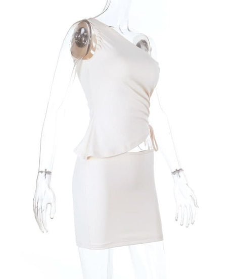 Sleek One-Shoulder Ruched Mini Dress | Adjustable Cut-Out Bodycon for Fall Parties