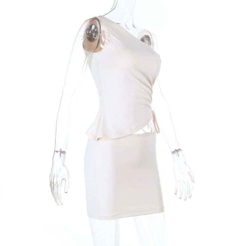 Sleek One-Shoulder Ruched Mini Dress | Adjustable Cut-Out Bodycon for Fall Parties