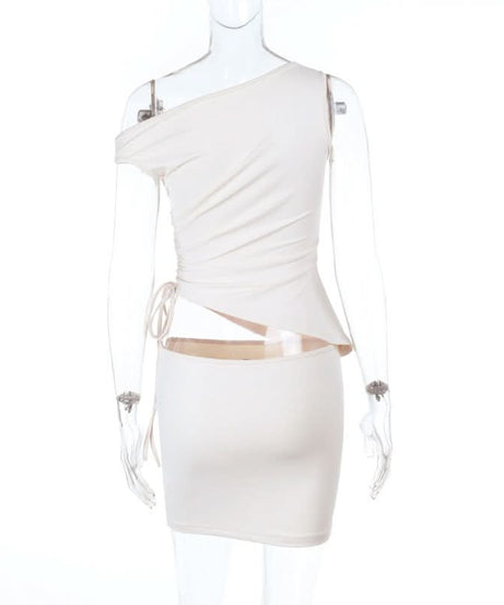 Sleek One-Shoulder Ruched Mini Dress | Adjustable Cut-Out Bodycon for Fall Parties