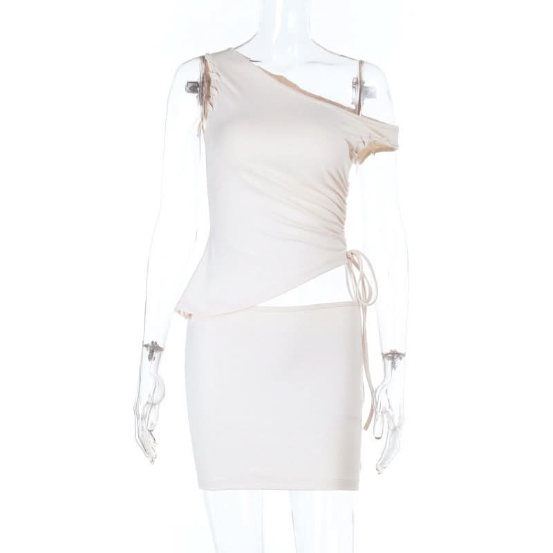 Sleek One-Shoulder Ruched Mini Dress | Adjustable Cut-Out Bodycon for Fall Parties