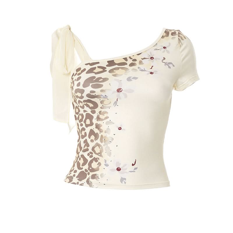 Wild Romance Asymmetric Leopard & Floral One-Shoulder Top - Fall Chic Style