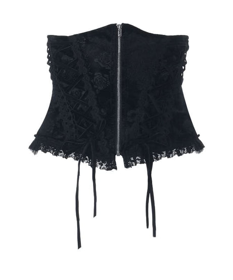 Sultry Gothic Velvet & Lace Off-Shoulder Corset Top - Halloween & Fall Night Out Essential