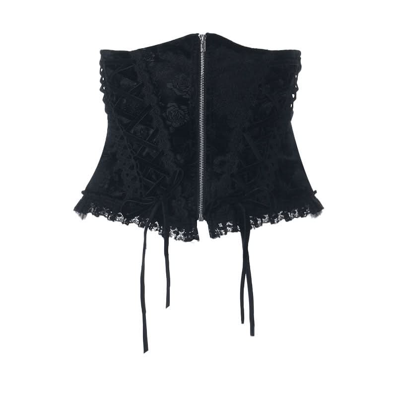 Sultry Gothic Velvet & Lace Off-Shoulder Corset Top - Halloween & Fall Night Out Essential